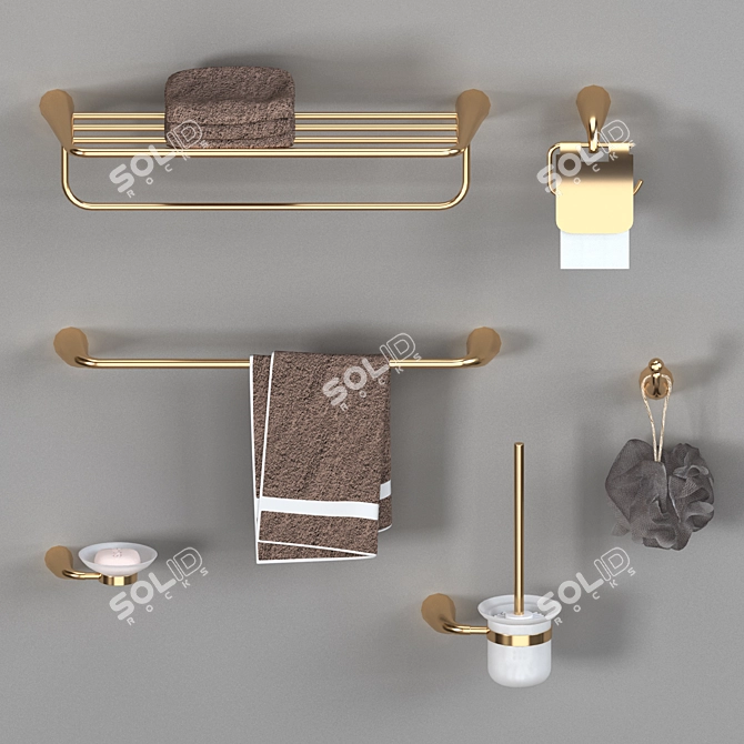 AKS-0011 Bath Accessory Set | Luxury Bathroom Essentials 3D model image 2