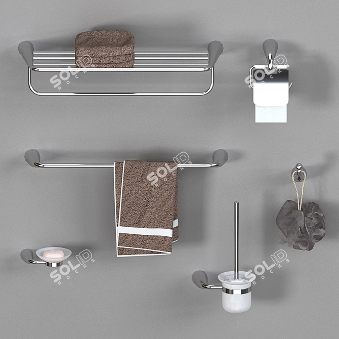 AKS-0011 Bath Accessory Set | Luxury Bathroom Essentials 3D model image 3