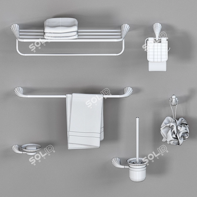 AKS-0011 Bath Accessory Set | Luxury Bathroom Essentials 3D model image 4