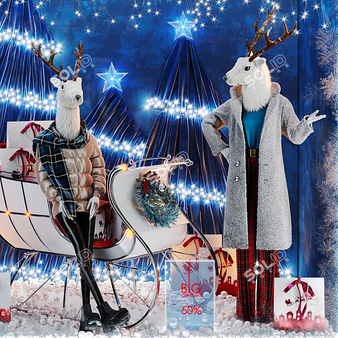 Festive Fashion Display: New Year's Clothing Store 3D model image 2