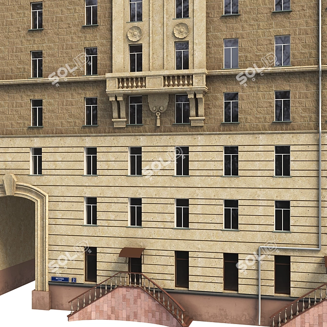 Soviet Era Residential Building 3D model image 2