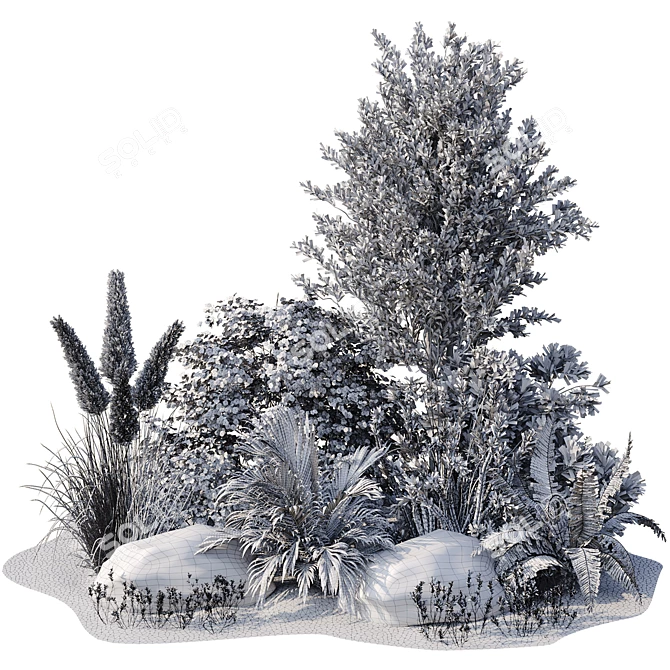 Premium Garden Plant Set 3D model image 4