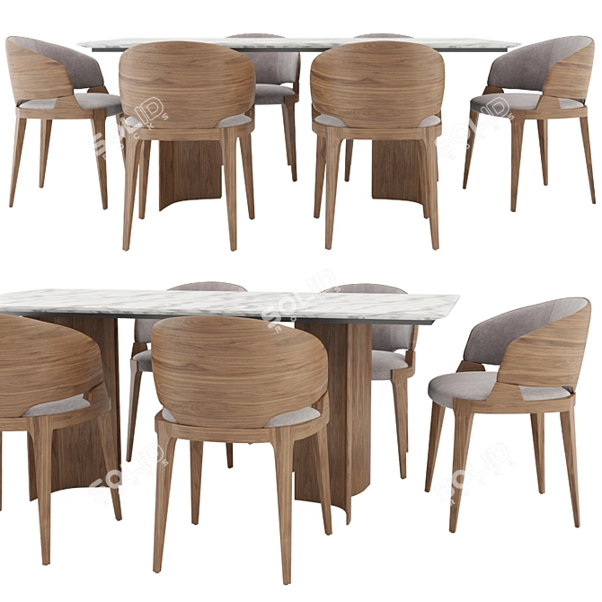 Elegant Velis Chair & Gulliwing Table 3D model image 1