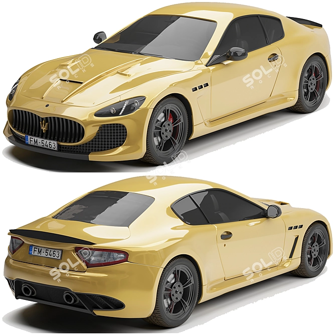 Luxury Gold Chrome Maserati Granturismo 3D model image 2