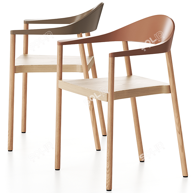 Monza Oak Stackable Chair 3D model image 1