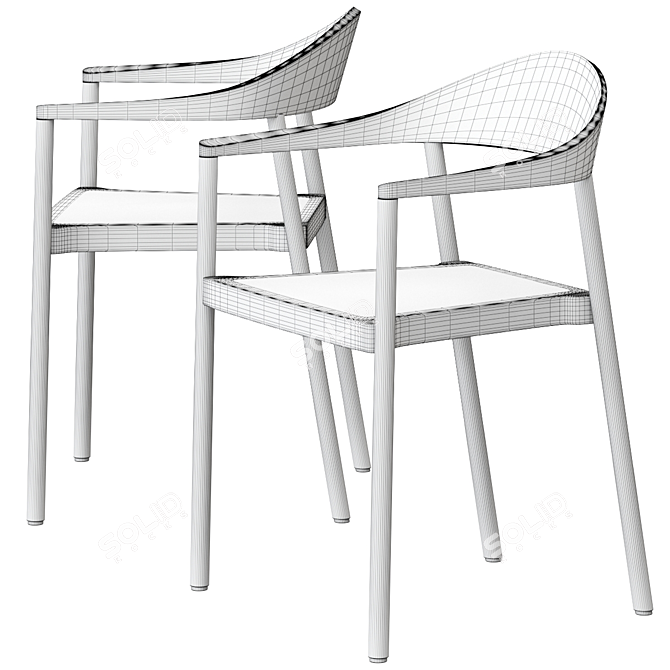 Monza Oak Stackable Chair 3D model image 2