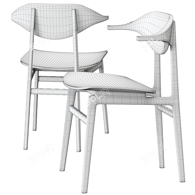 Sleek Norr11 Wooden Chair 3D model image 2