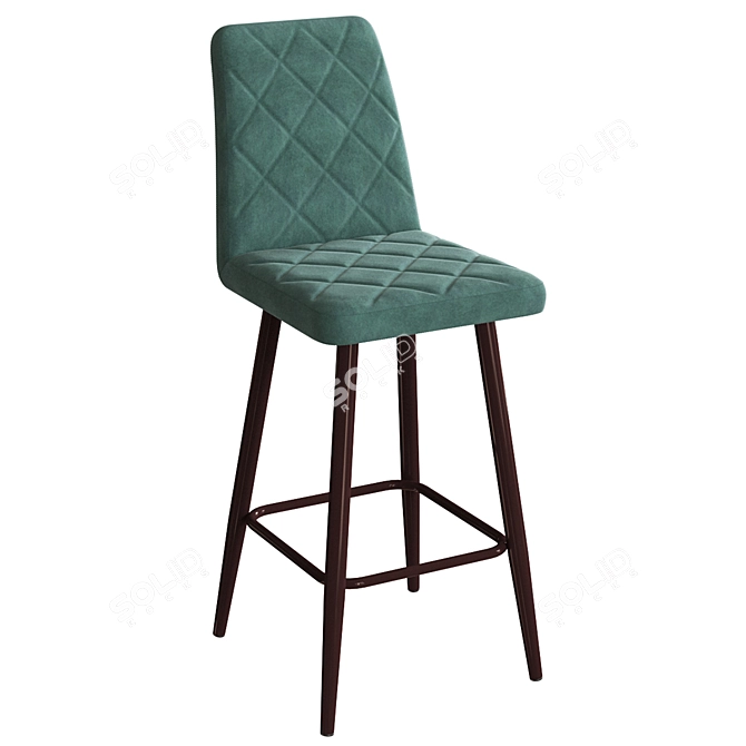 Arion Bar Hard OM - Stylish Metal Legged Upholstered Stool 3D model image 1