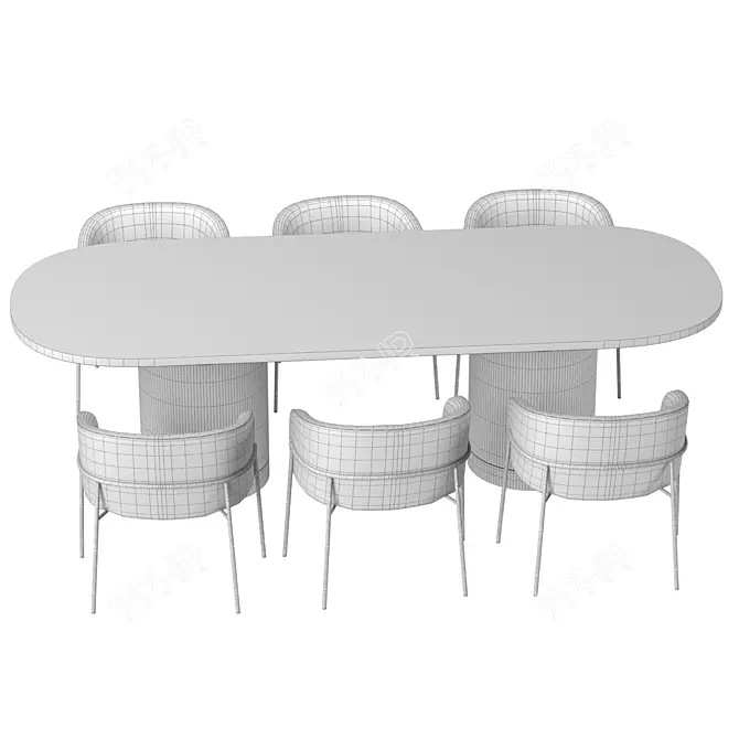 Elegant Campbell Dining Set: Parla Rimo 3D model image 3