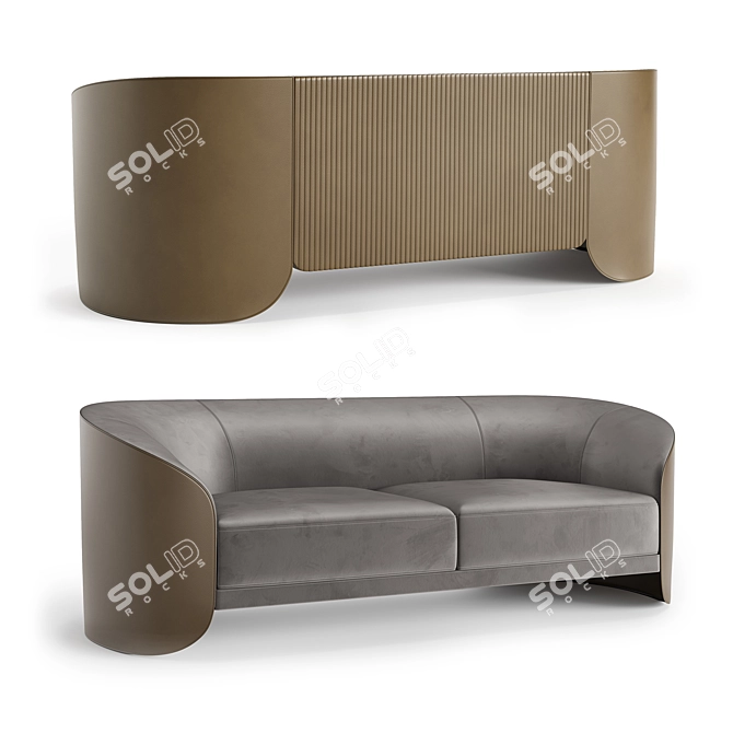 Vita Velvet Sofa: Exclusive 2022 Collection 3D model image 1