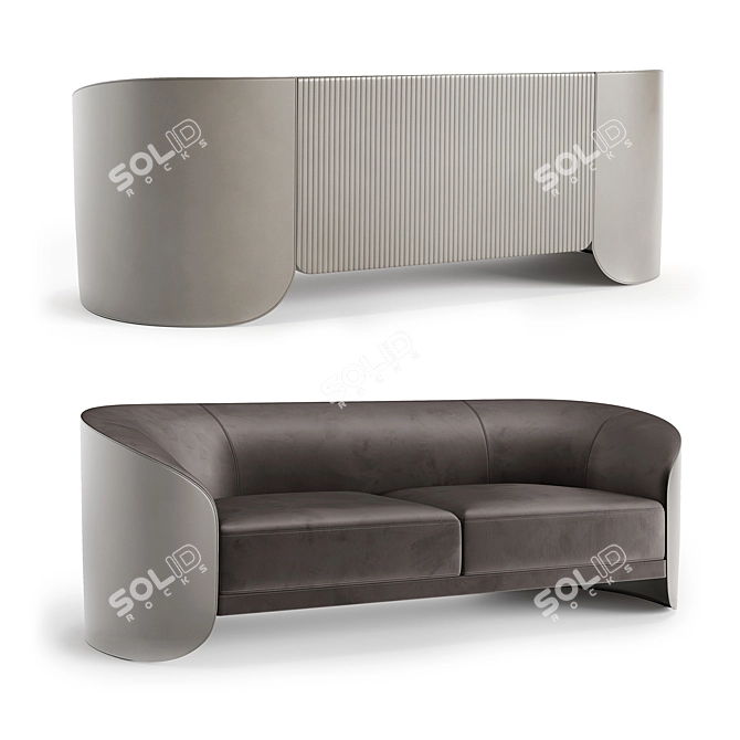 Vita Velvet Sofa: Exclusive 2022 Collection 3D model image 2