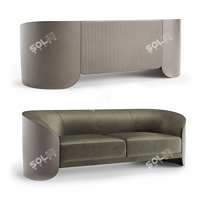 Vita Velvet Sofa: Exclusive 2022 Collection 3D model image 3