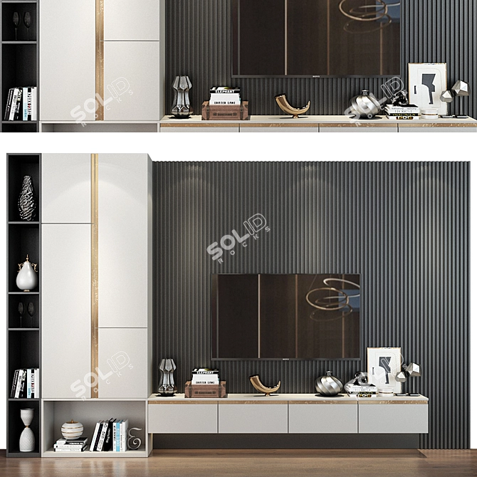 Sleek TV Wall Unit - 75 3D model image 1