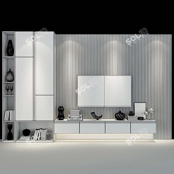 Sleek TV Wall Unit - 75 3D model image 2