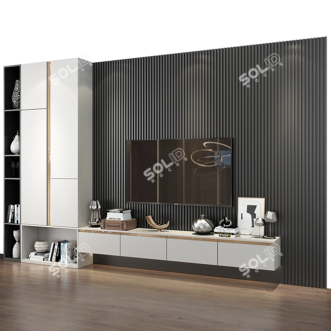 Sleek TV Wall Unit - 75 3D model image 3