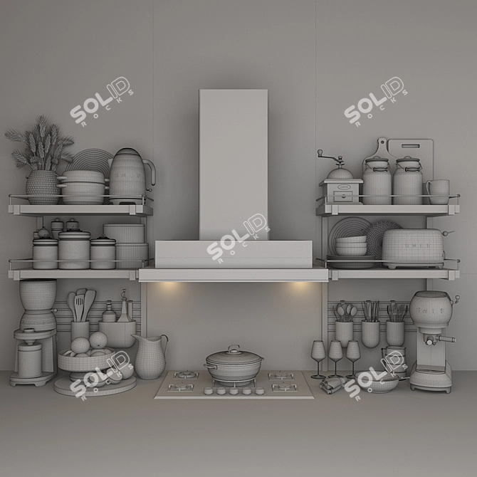 Versatile Kitchen Set: High-Quality, Compatible & Stylish 3D model image 5