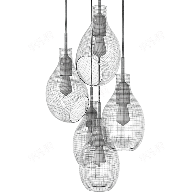 Nordic Glass Pendant Lights for Stylish Illumination 3D model image 3