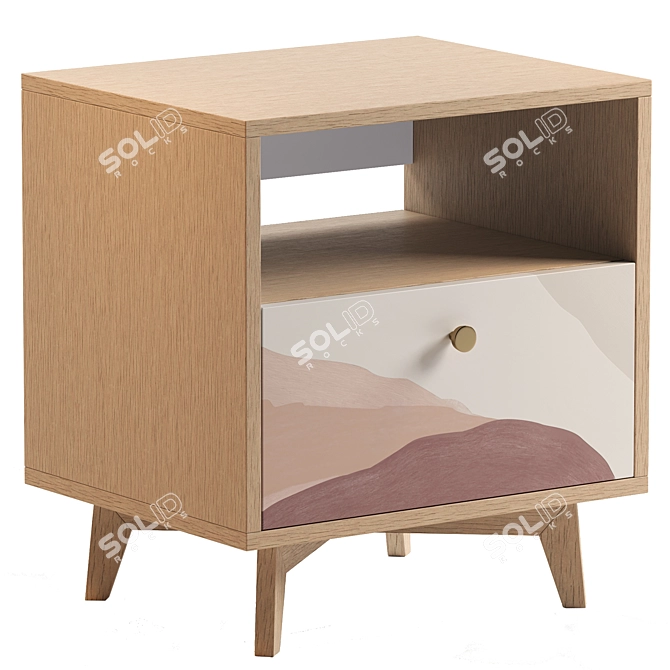 Minimalist Bedside Table - FR005 3D model image 1