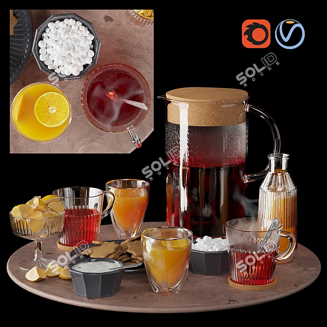 Ikea Tableware Set: Pitcher, Plates, Mug 3D model image 1