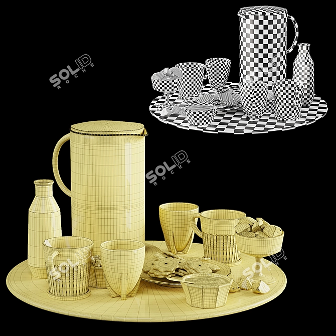 Ikea Tableware Set: Pitcher, Plates, Mug 3D model image 4