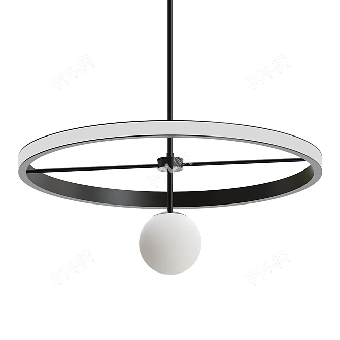Elegant Pendant Ring Light 3D model image 1