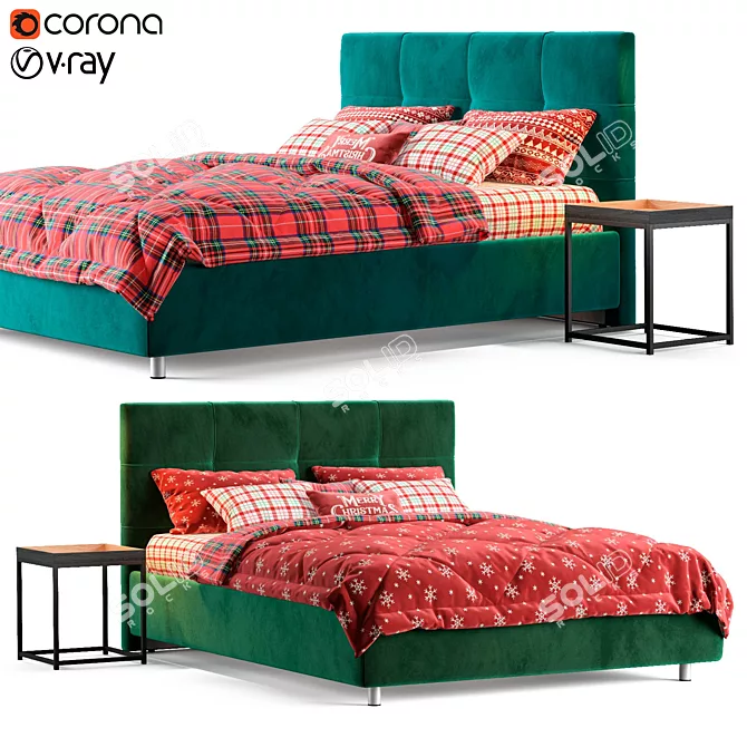 Christmas Vibes: Askona Elisa Bed Set 3D model image 1