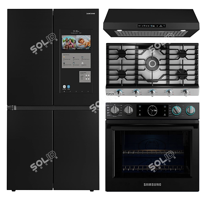 Samsung Appliance Bundle: Fridge, Oven, Gas Hob & Hood 3D model image 2