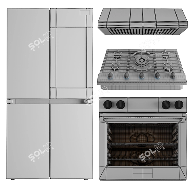 Samsung Appliance Bundle: Fridge, Oven, Gas Hob & Hood 3D model image 6