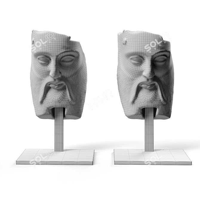 Ethereal Acheloos Marble Portrait 3D model image 5