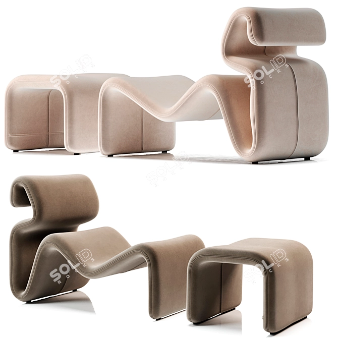 Artilleriet Etcetera Fabric Lounge Chair 3D model image 2