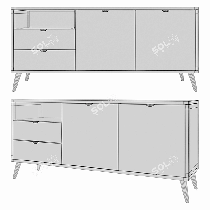 Smart Berber Low Chest of Drawers: Organize in Style 3D model image 2