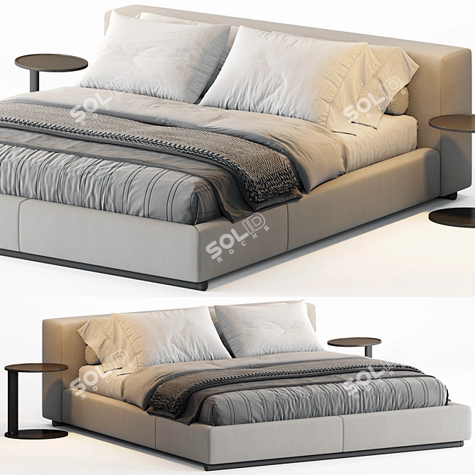 Modern and Versatile Flexform Groundpiece Bed - Elevate Your Bedroom Style 3D model image 1