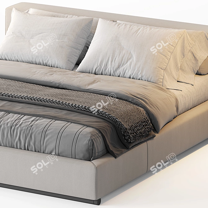 Modern and Versatile Flexform Groundpiece Bed - Elevate Your Bedroom Style 3D model image 2