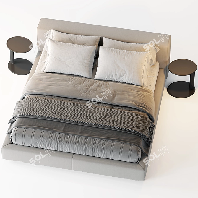 Modern and Versatile Flexform Groundpiece Bed - Elevate Your Bedroom Style 3D model image 4