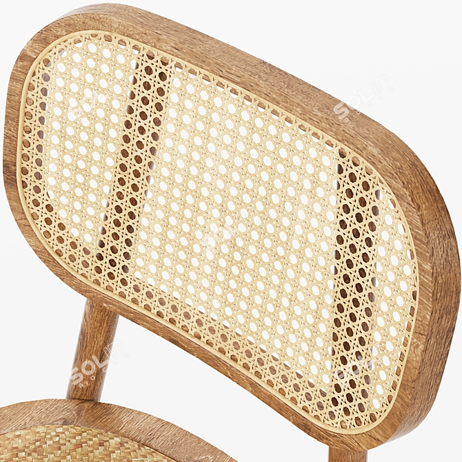 Elegant Sendai Wood Chair 3D model image 5