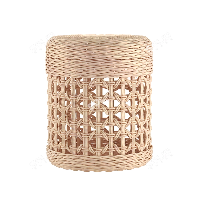  Rustic Woven Wicker Basket 3D model image 3