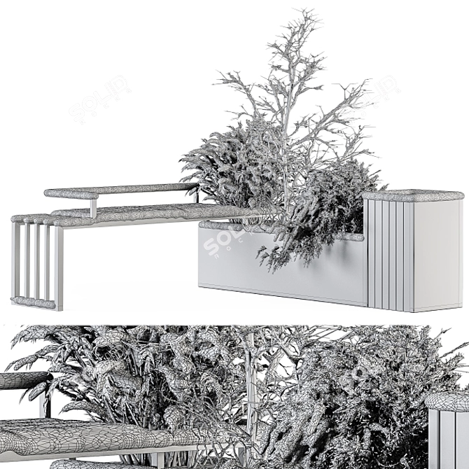 Snowy Bliss: Urban Bench Set 3D model image 4