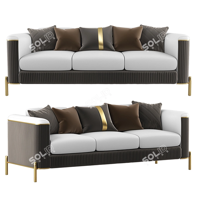 Sleek Nappa Leather Sofa - Modern Design 3D model image 1