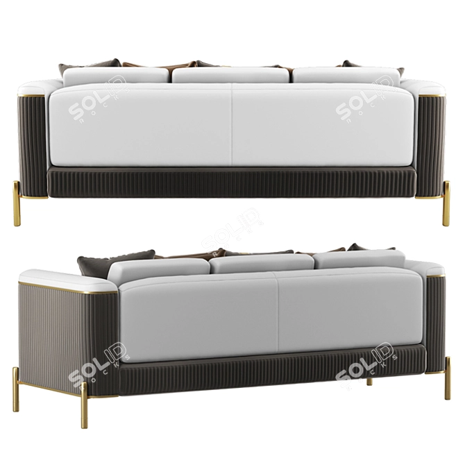 Sleek Nappa Leather Sofa - Modern Design 3D model image 2