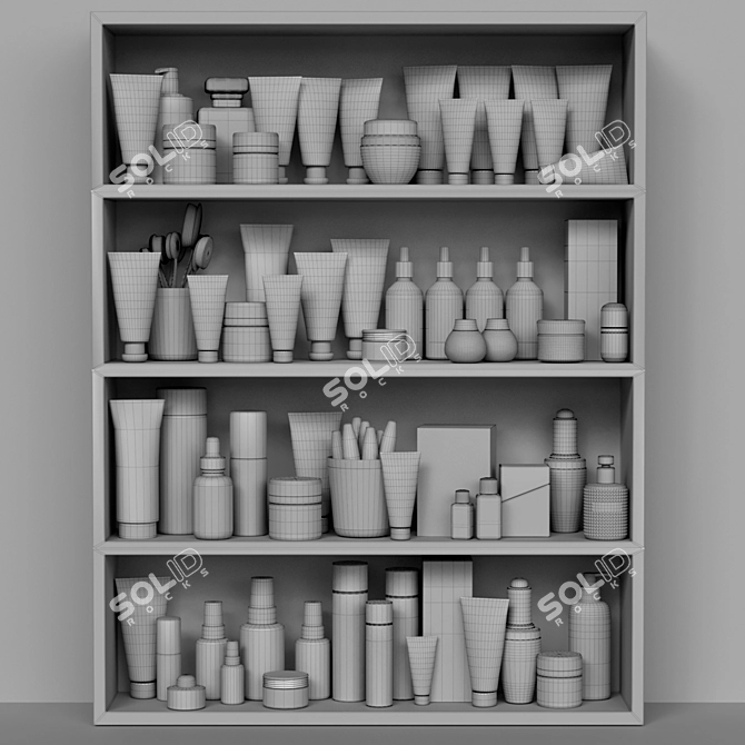 Cosmetic Collection Shelf: Cream, Makeup & More 3D model image 2