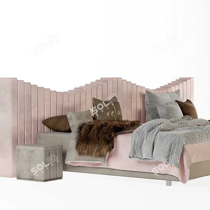 Modern Light Color Daybed Set 3D model image 2