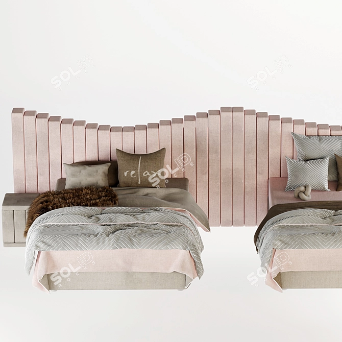 Modern Light Color Daybed Set 3D model image 3