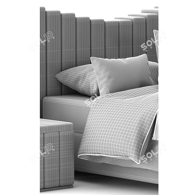 Modern Light Color Daybed Set 3D model image 6