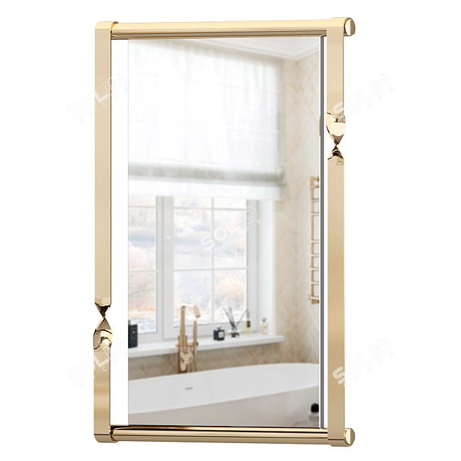 Golden Twisted Frame Midcentury Mirror 3D model image 2