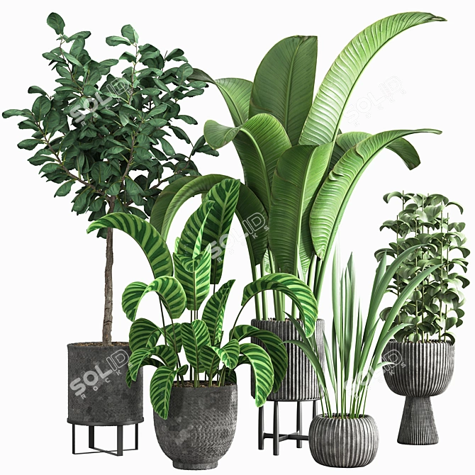 Sleek Indoor Plant Stand 3D model image 1