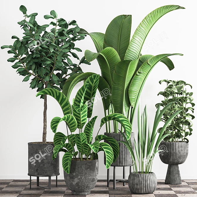 Sleek Indoor Plant Stand 3D model image 2