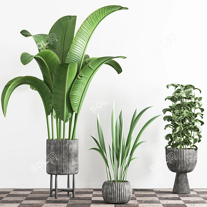 Sleek Indoor Plant Stand 3D model image 4