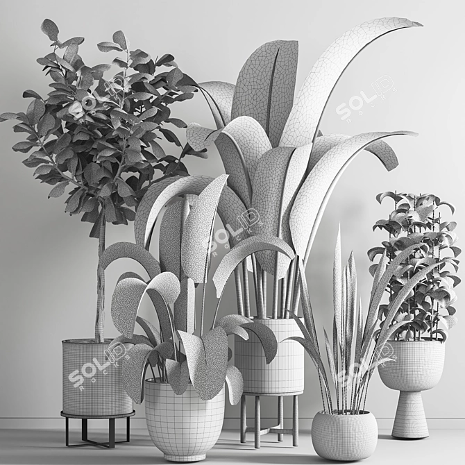 Sleek Indoor Plant Stand 3D model image 6