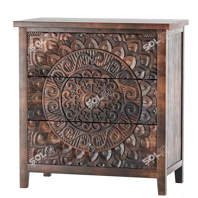 Burnt Brown Sideboard - Elegant Storage Solution 3D model image 1