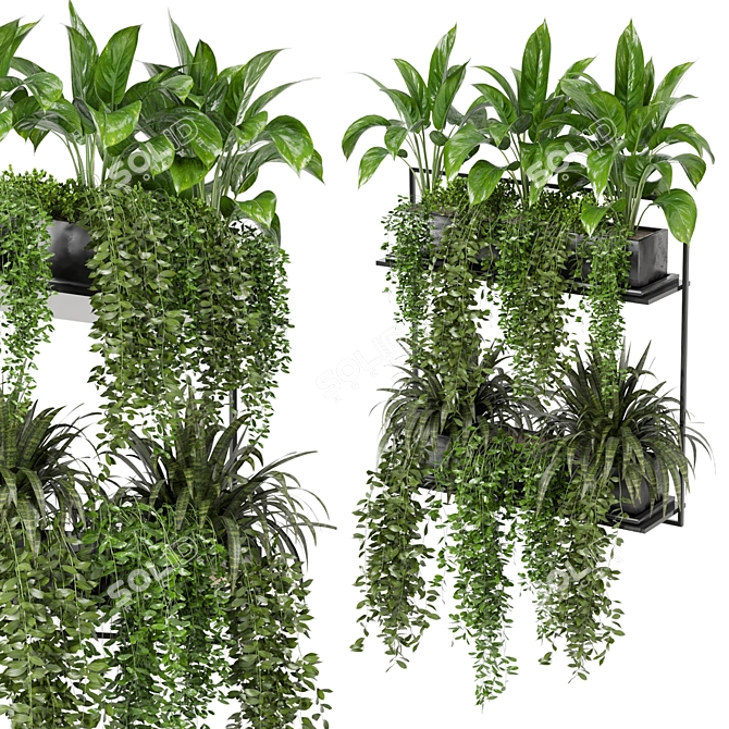 Metal Box Hanging Plants Set 3D model image 1